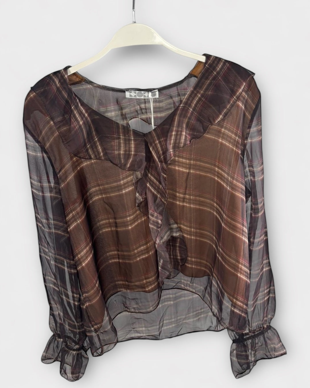 Blusa de gasa escocesa