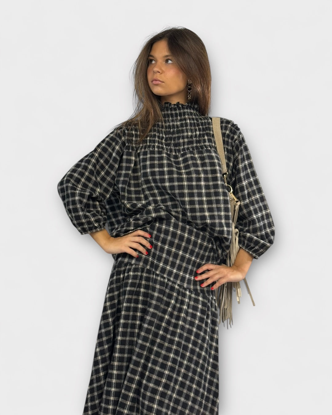 Blusa gomitas Tartán