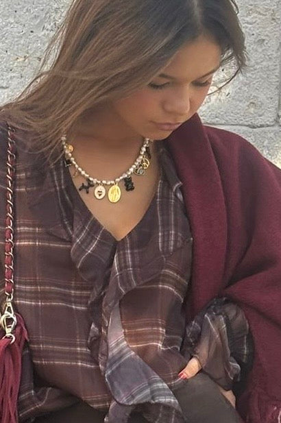 Blusa de gasa escocesa