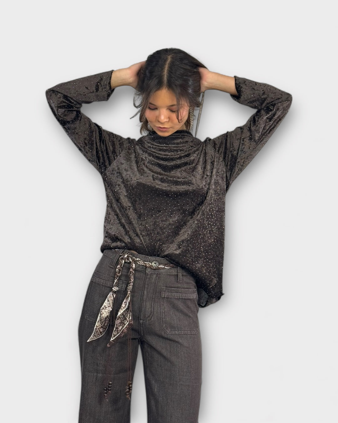 Top terciopelo chispas