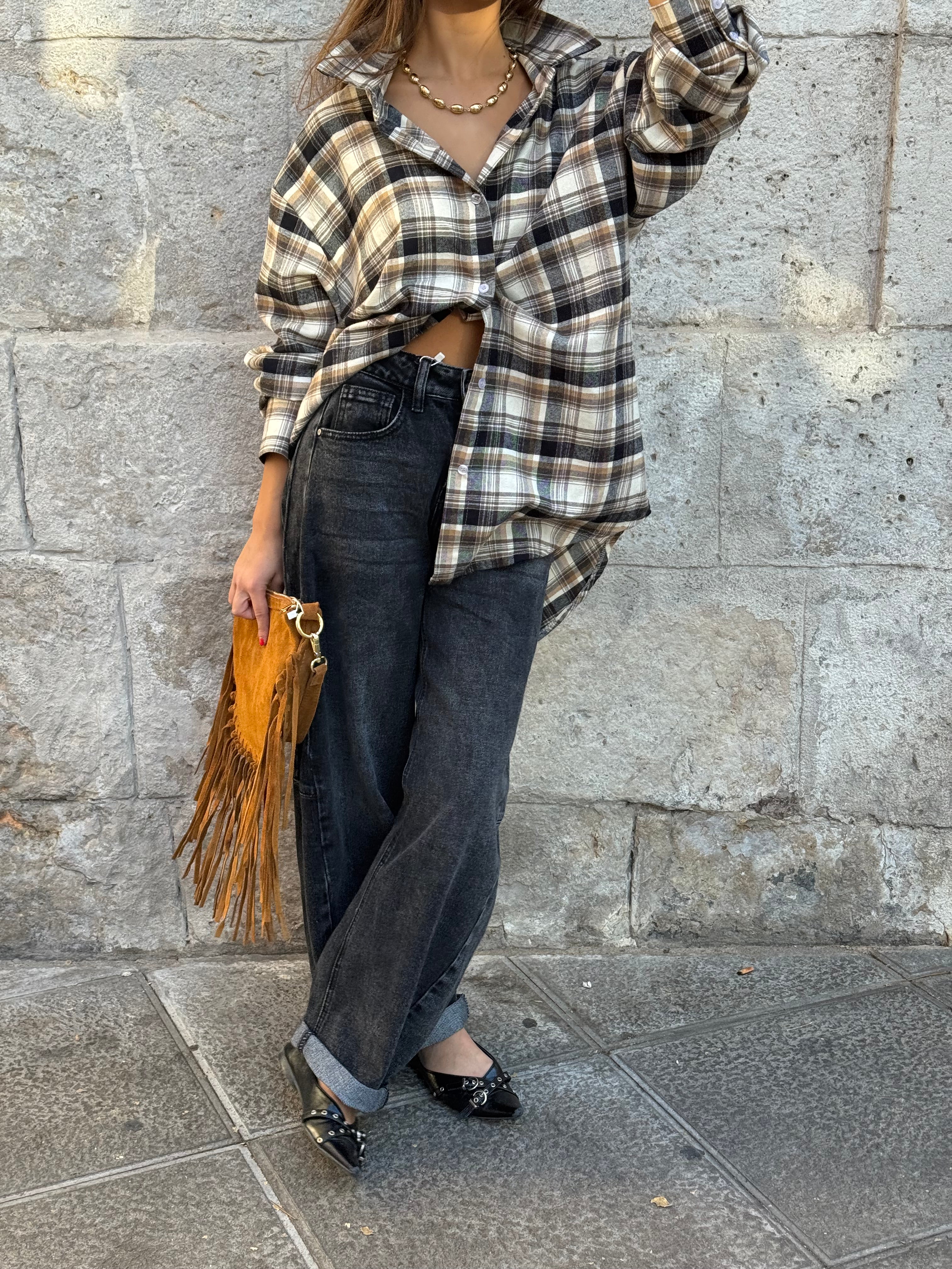 pantalon vaquero slouchy gris