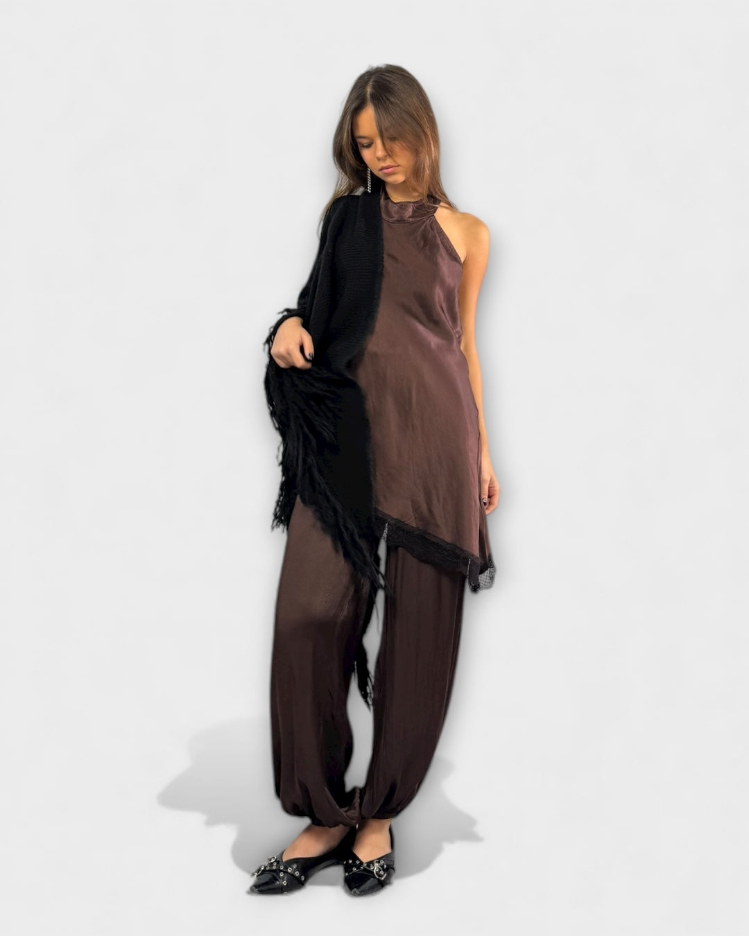 Pantalón bombacho raso soirée