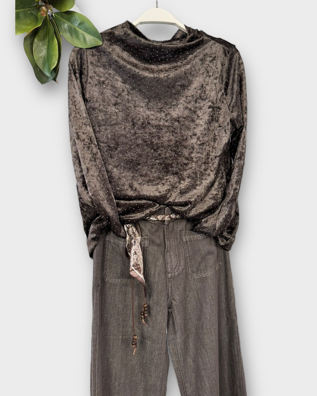 Top terciopelo chispas