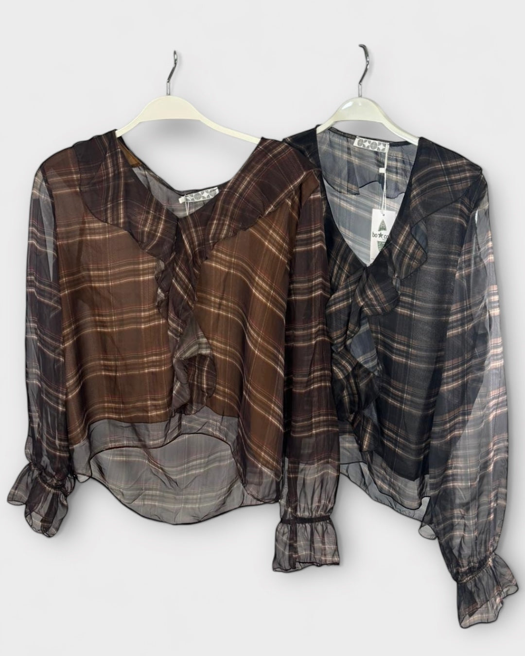 Blusa de gasa escocesa