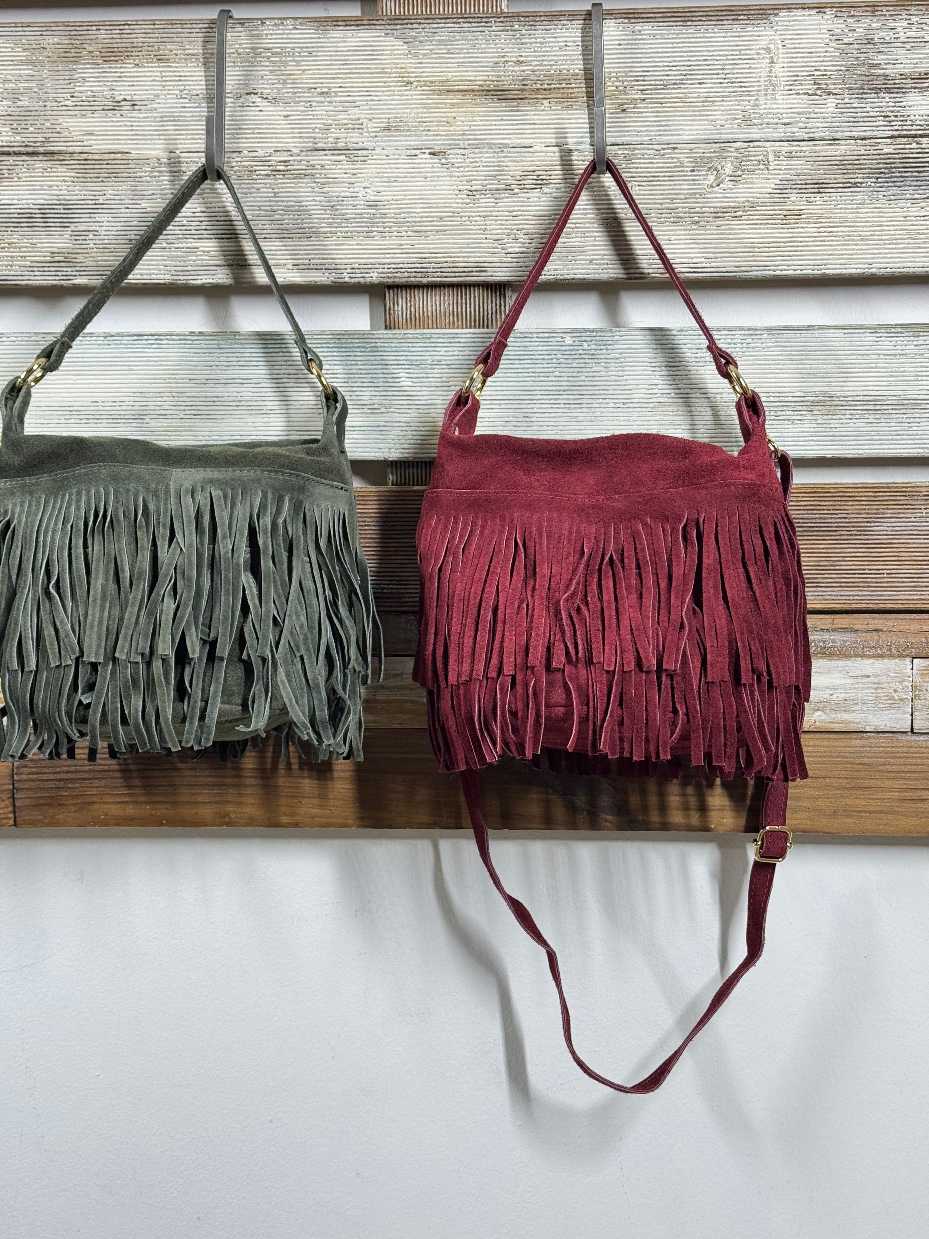 Bolso bombonera flecos