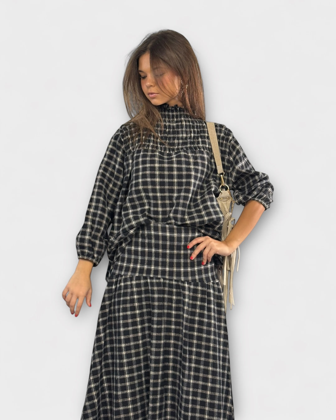 Blusa gomitas Tartán