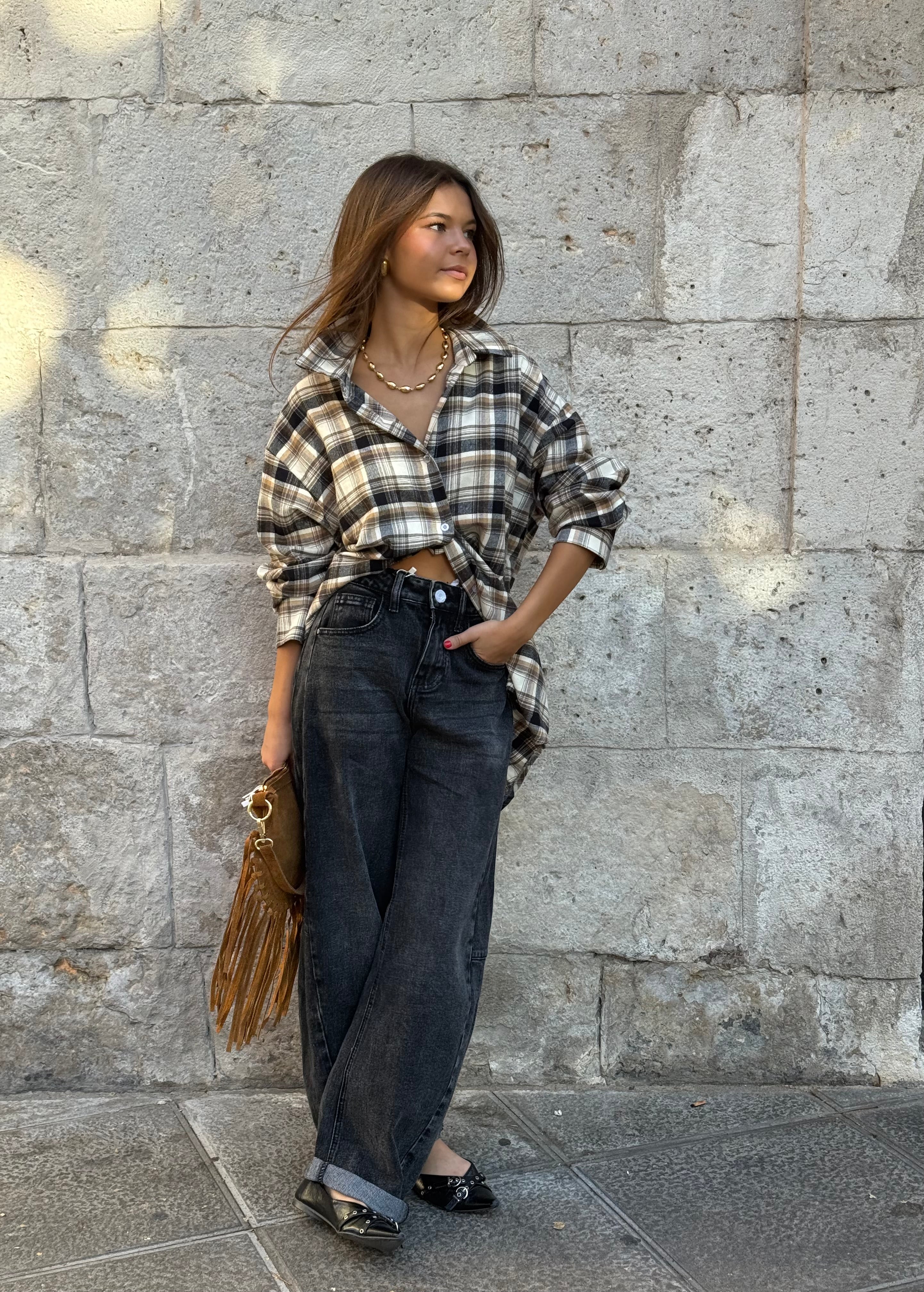 pantalon vaquero slouchy gris
