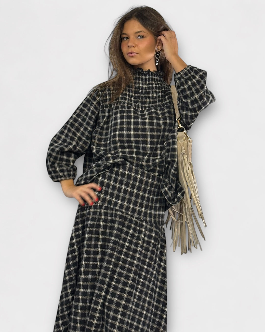 Blusa gomitas Tartán