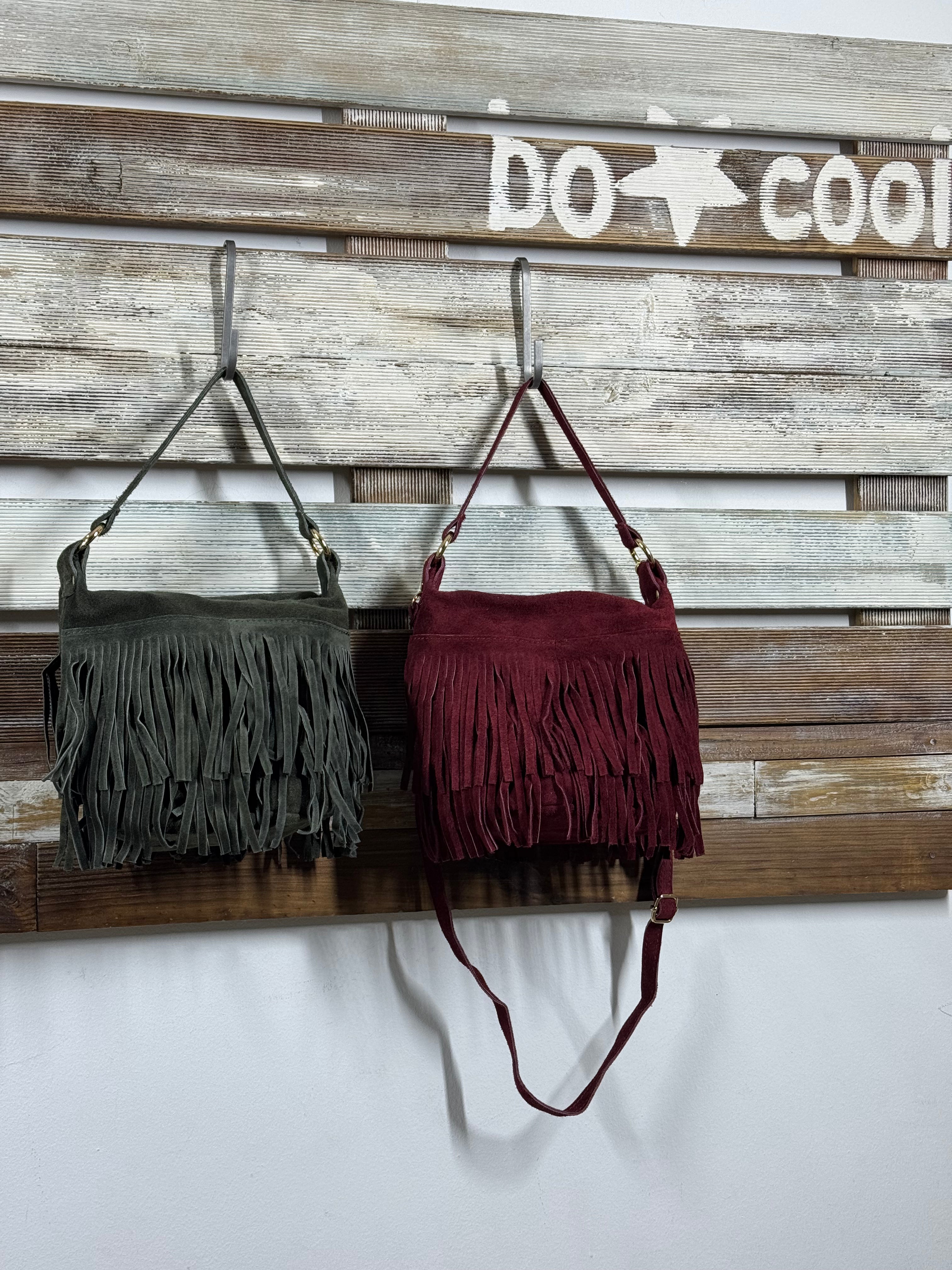 Bolso bombonera flecos