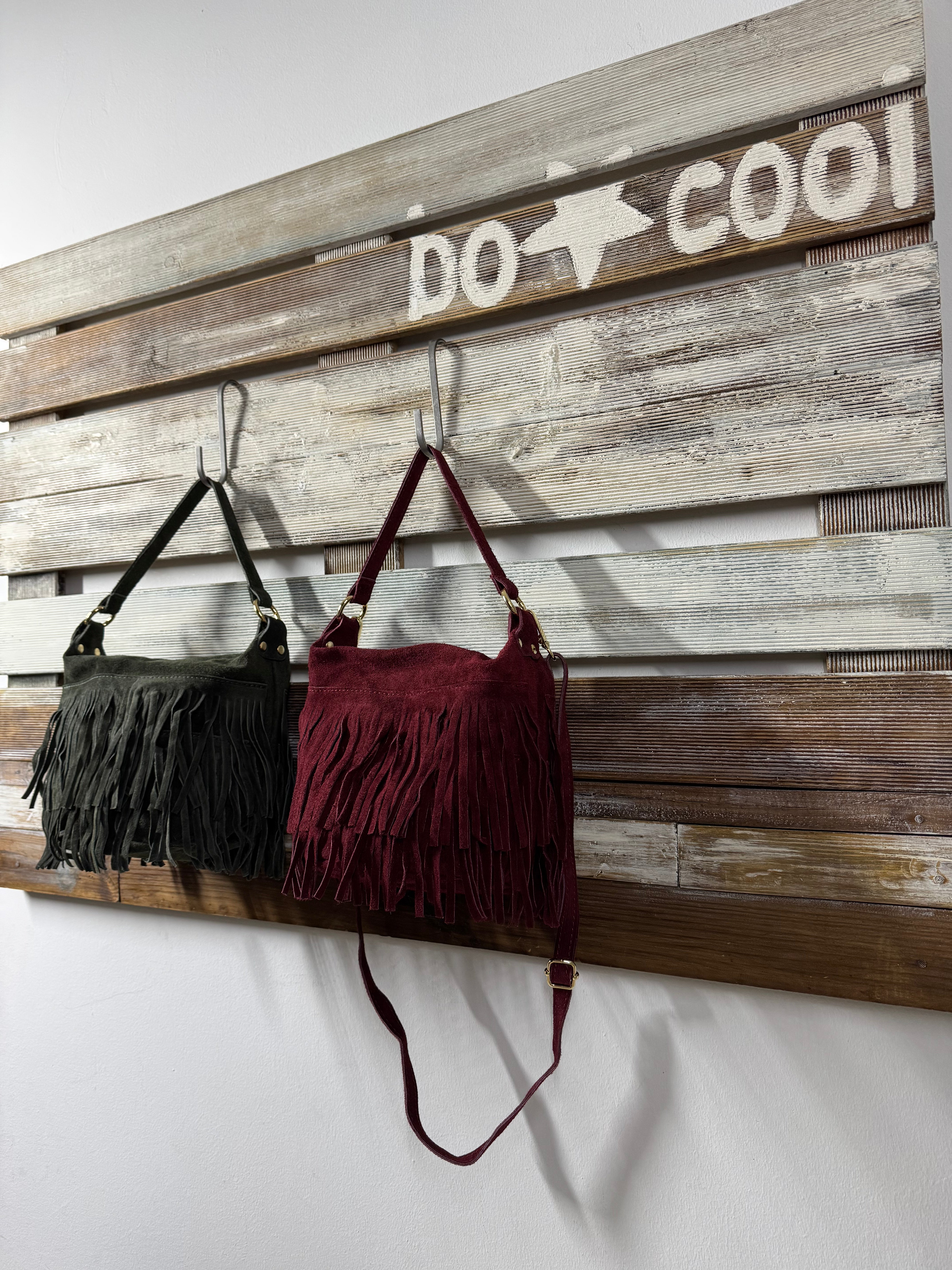 Bolso bombonera flecos